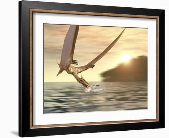 Pterosaur Fishing, Computer Artwork-Roger Harris-Framed Photographic Print