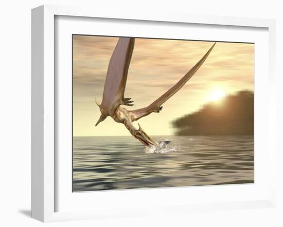 Pterosaur Fishing, Computer Artwork-Roger Harris-Framed Photographic Print