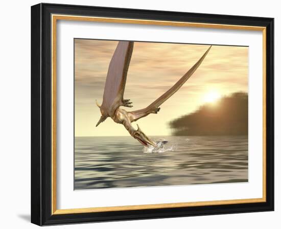 Pterosaur Fishing, Computer Artwork-Roger Harris-Framed Photographic Print