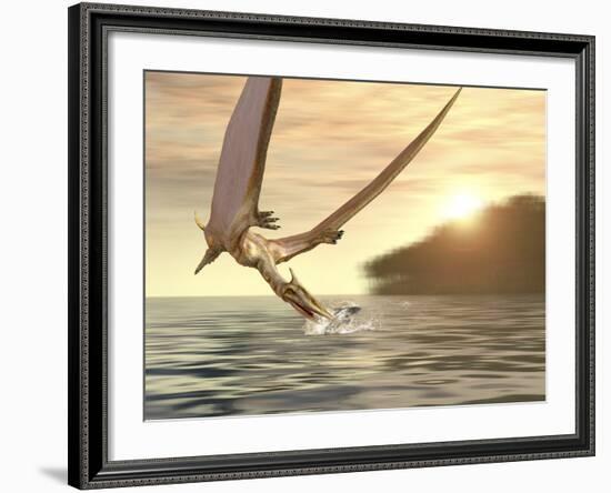 Pterosaur Fishing, Computer Artwork-Roger Harris-Framed Photographic Print