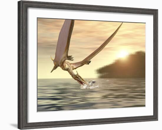 Pterosaur Fishing, Computer Artwork-Roger Harris-Framed Photographic Print
