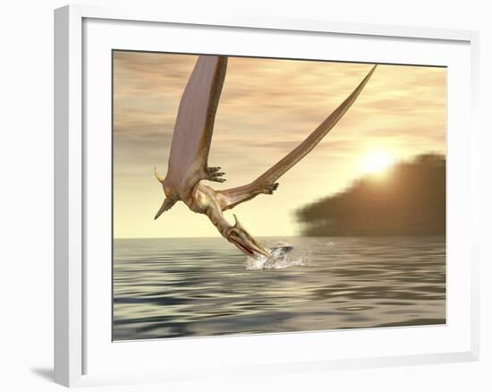 Pterosaur Fishing, Computer Artwork-Roger Harris-Framed Photographic Print