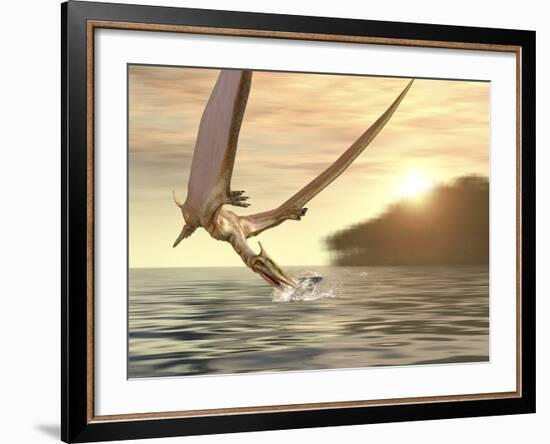 Pterosaur Fishing, Computer Artwork-Roger Harris-Framed Photographic Print