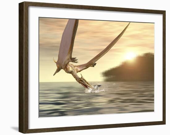 Pterosaur Fishing, Computer Artwork-Roger Harris-Framed Photographic Print