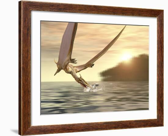 Pterosaur Fishing, Computer Artwork-Roger Harris-Framed Photographic Print