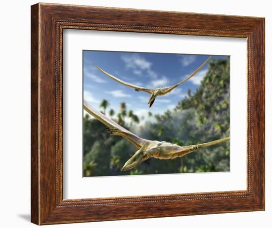 Pterosaurs Flying, Computer Artwork-Roger Harris-Framed Premium Photographic Print