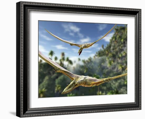 Pterosaurs Flying, Computer Artwork-Roger Harris-Framed Photographic Print