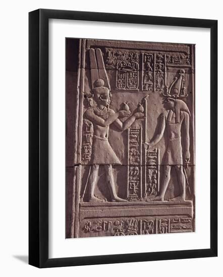 Ptolemaic Low Relief of the Hawk-Headed God Horus Presented with Offerings, Kom Ombo, North Africa-Walter Rawlings-Framed Photographic Print