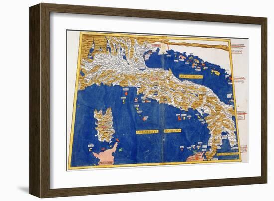 Ptolemaic Map of Italy, 1482-Nicolaus Germanus-Framed Giclee Print