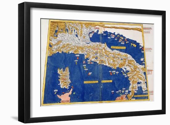 Ptolemaic Map of Italy, 1482-Nicolaus Germanus-Framed Giclee Print