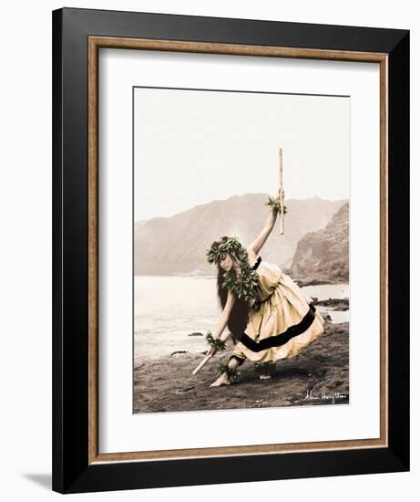 Pua with Sticks, Hawaiian Hula Dancer-Alan Houghton-Framed Art Print