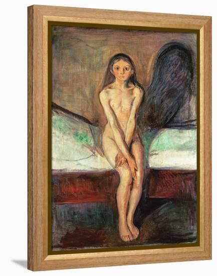 Puberty, 1894 (Oil on Canvas)-Edvard Munch-Framed Premier Image Canvas