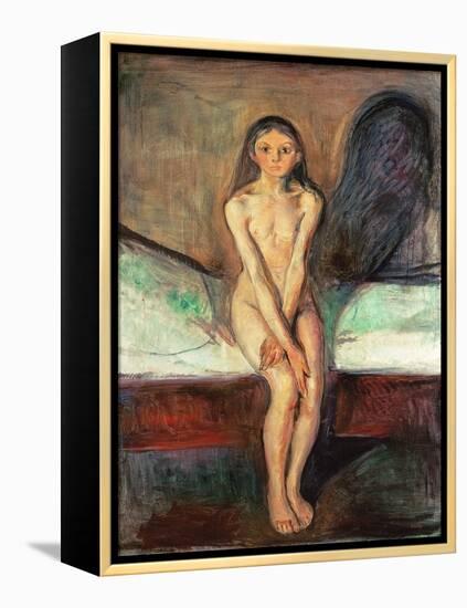 Puberty, 1894 (Oil on Canvas)-Edvard Munch-Framed Premier Image Canvas