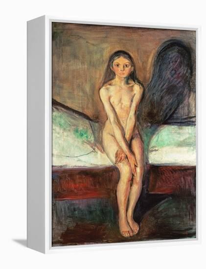 Puberty, 1894 (Oil on Canvas)-Edvard Munch-Framed Premier Image Canvas