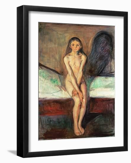 Puberty, 1894 (Oil on Canvas)-Edvard Munch-Framed Giclee Print