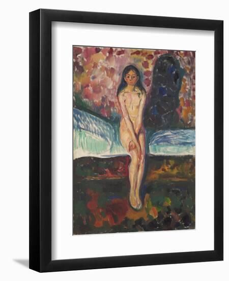 Puberty, 1914-1916, by Edvard Munch, 1863-1944, Norwegian Expressionist painting,-Edvard Munch-Framed Art Print