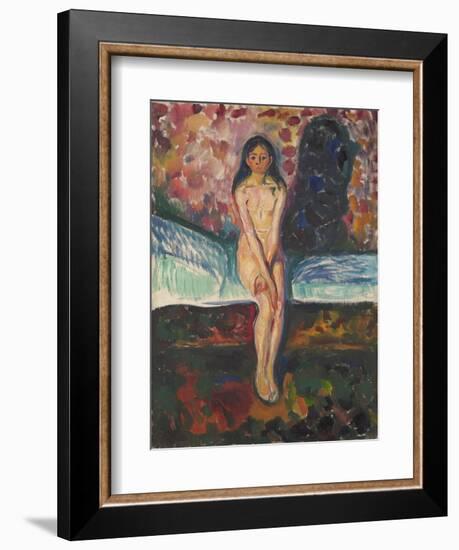 Puberty, 1914-1916, by Edvard Munch, 1863-1944, Norwegian Expressionist painting,-Edvard Munch-Framed Art Print