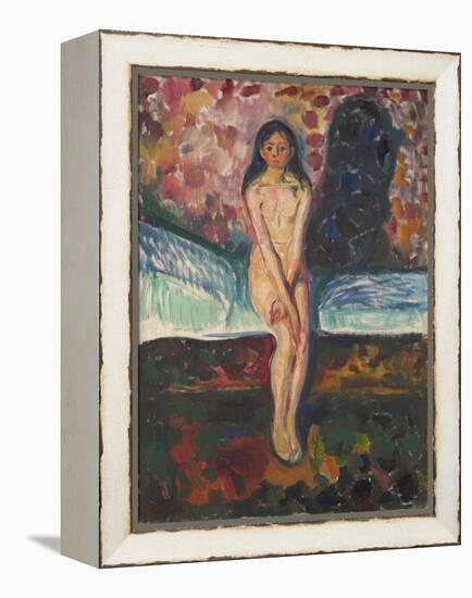 Puberty, 1914-1916, by Edvard Munch, 1863-1944, Norwegian Expressionist painting,-Edvard Munch-Framed Stretched Canvas