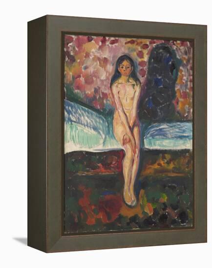 Puberty, 1914-1916, by Edvard Munch, 1863-1944, Norwegian Expressionist painting,-Edvard Munch-Framed Stretched Canvas