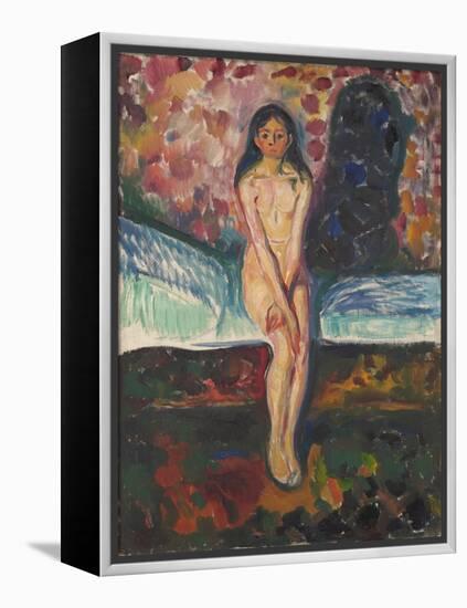 Puberty, 1914-1916, by Edvard Munch, 1863-1944, Norwegian Expressionist painting,-Edvard Munch-Framed Stretched Canvas