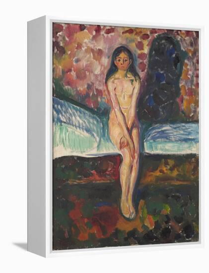 Puberty, 1914-1916, by Edvard Munch, 1863-1944, Norwegian Expressionist painting,-Edvard Munch-Framed Stretched Canvas