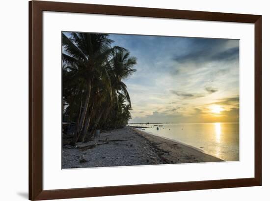 Public beach at sunset, Funafuti, Tuvalu, South Pacific-Michael Runkel-Framed Photographic Print