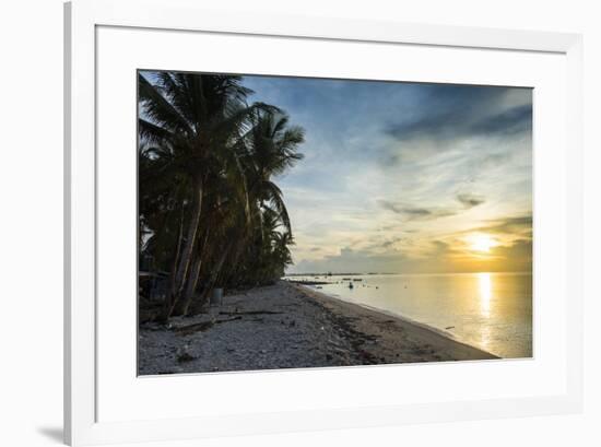 Public beach at sunset, Funafuti, Tuvalu, South Pacific-Michael Runkel-Framed Photographic Print