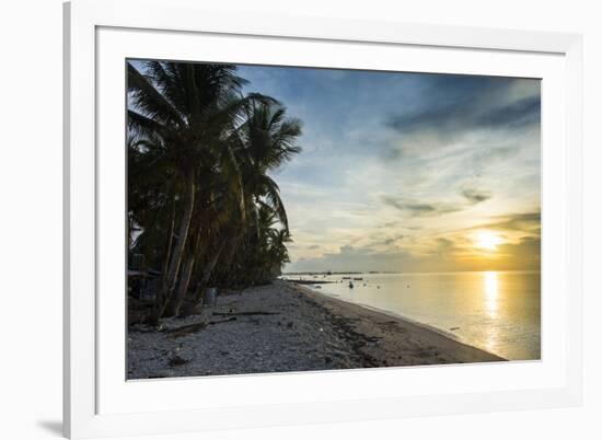 Public beach at sunset, Funafuti, Tuvalu, South Pacific-Michael Runkel-Framed Photographic Print