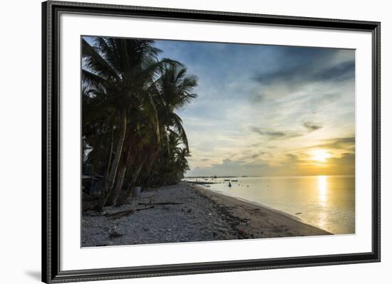 Public beach at sunset, Funafuti, Tuvalu, South Pacific-Michael Runkel-Framed Photographic Print