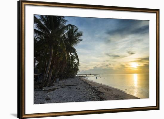 Public beach at sunset, Funafuti, Tuvalu, South Pacific-Michael Runkel-Framed Photographic Print