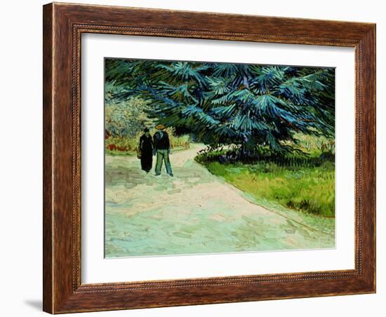 Public Garden With Couple And Blue Fir Tree: the Poet's Garden Iii, 1888-Vincent van Gogh-Framed Giclee Print