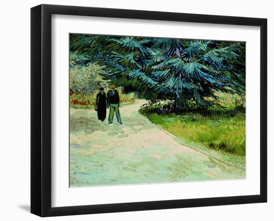 Public Garden With Couple And Blue Fir Tree: the Poet's Garden Iii, 1888-Vincent van Gogh-Framed Giclee Print