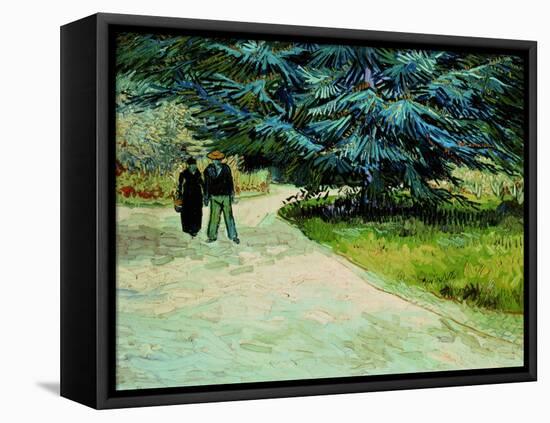 Public Garden With Couple And Blue Fir Tree: the Poet's Garden Iii, 1888-Vincent van Gogh-Framed Premier Image Canvas