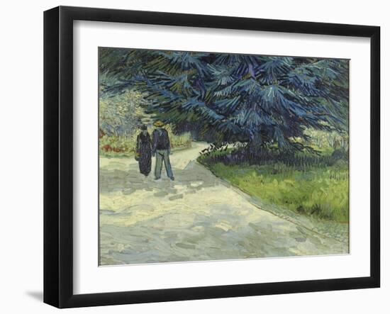 Public Garden with Couple and Blue Fir Tree-Vincent van Gogh-Framed Giclee Print