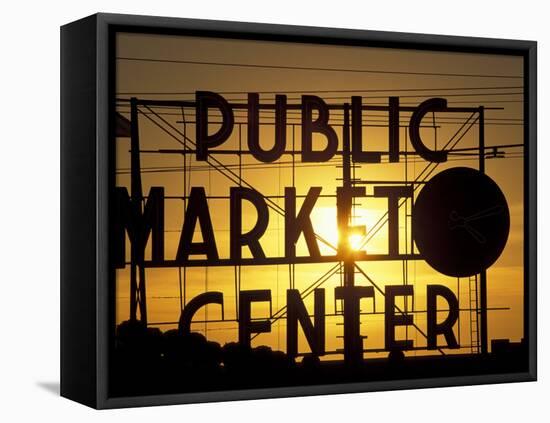 Public Market at Sunset, Seattle, Washington, USA-Paul Souders-Framed Premier Image Canvas