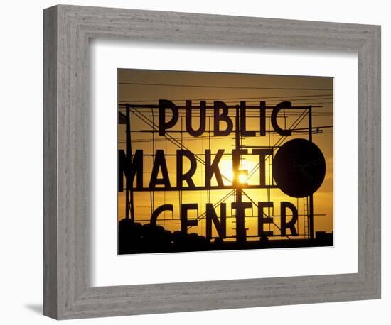 Public Market at Sunset, Seattle, Washington, USA-Paul Souders-Framed Photographic Print