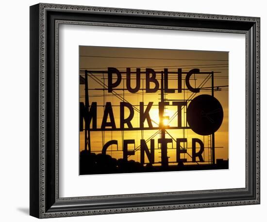 Public Market at Sunset, Seattle, Washington, USA-Paul Souders-Framed Photographic Print