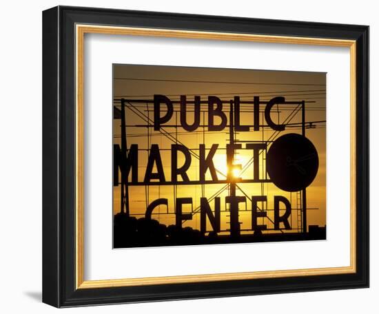 Public Market at Sunset, Seattle, Washington, USA-Paul Souders-Framed Photographic Print