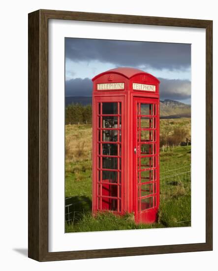 Public Phone Box, Ellishadder, Near Staffin, Trotternish Peninsula, Isle of Skye, Scotland-David Wall-Framed Photographic Print