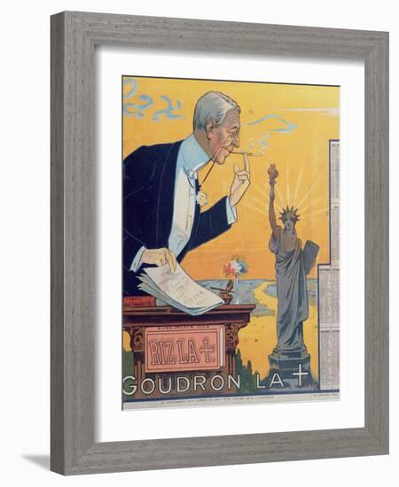 Publicity Calendar for the Cigarette Paper Manufacturer 'Rizla', Depicting President Woodrow Wilson-French School-Framed Giclee Print