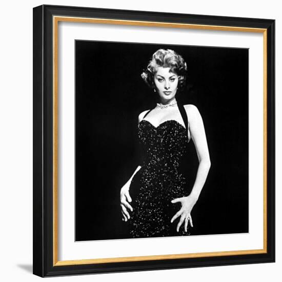 Publicity Shot of Sophia Loren Used to Promote Pride and the Passion, 1957-null-Framed Photo