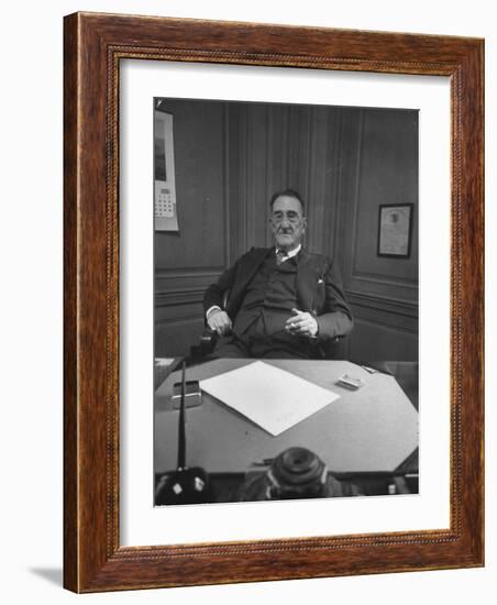 Publisher of Post-Dispatch Newspaper Joseph Pulitzer Jr., Sitting in His Office-Ed Clark-Framed Photographic Print