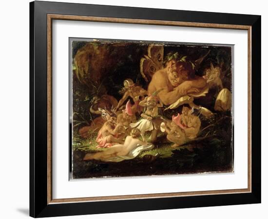 Puck and Fairies, from 'A Midsummer Night's Dream', C.1850 (Oil on Millboard)-Sir Joseph Noel Paton-Framed Giclee Print