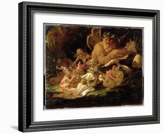 Puck and Fairies, from 'A Midsummer Night's Dream', C.1850 (Oil on Millboard)-Sir Joseph Noel Paton-Framed Giclee Print