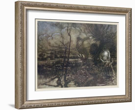 Puck as Will O' the Wisp-Arthur Rackham-Framed Art Print