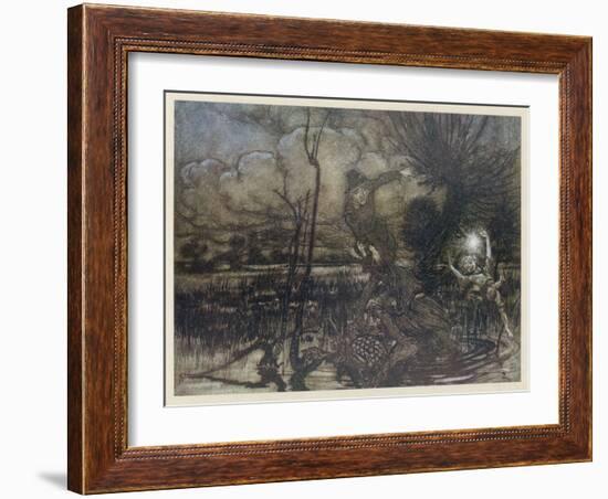 Puck as Will O' the Wisp-Arthur Rackham-Framed Art Print