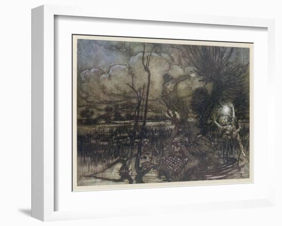 Puck as Will O' the Wisp-Arthur Rackham-Framed Art Print