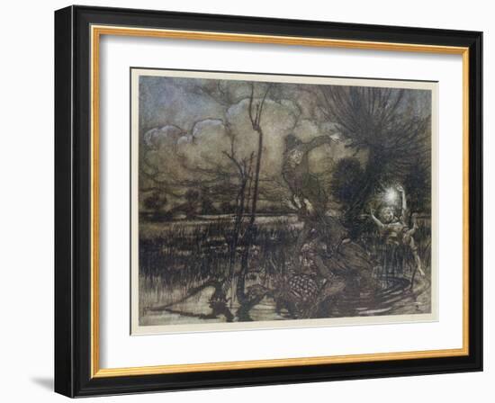 Puck as Will O' the Wisp-Arthur Rackham-Framed Art Print