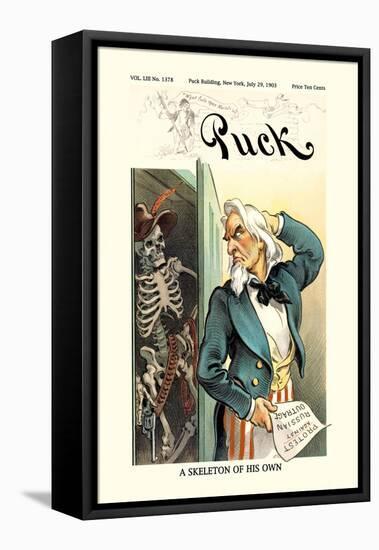 Puck Magazine: A Skeleton of His Own-null-Framed Stretched Canvas