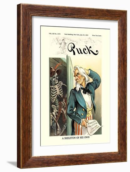 Puck Magazine: A Skeleton of His Own-null-Framed Premium Giclee Print